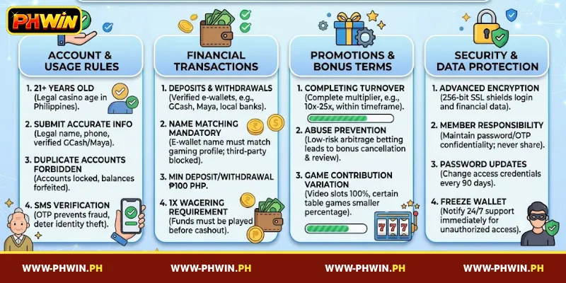 Key regulations regarding PHWIN’s terms