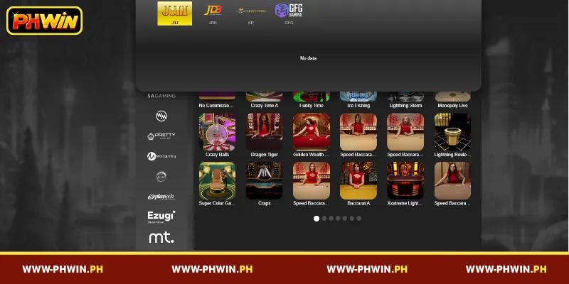 Major Software Providers at PHWIN Cards Games