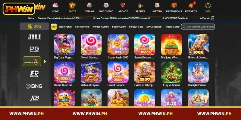 Overview of slots at PHWIN