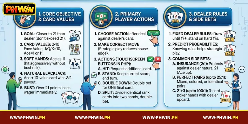 Review the betting rules for Blackjack at PHWIN