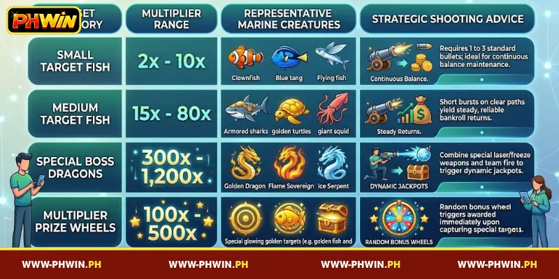Understanding the Dragon Fishing paytable at PHWIN