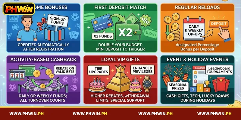 What Bonuses Does PHWIN Offer Across Its Platforms